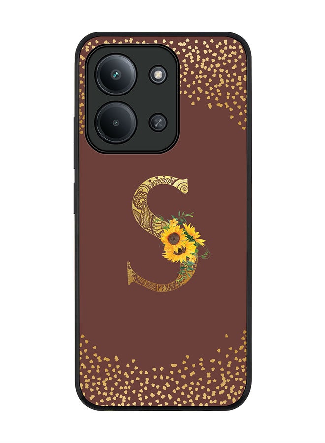 Stylizedd For Xiaomi Redmi 15C 4G Case,Slim fit Camera Protection, Shockproof Thin Phone cover - Custom Floral Monogram - S (Brown )